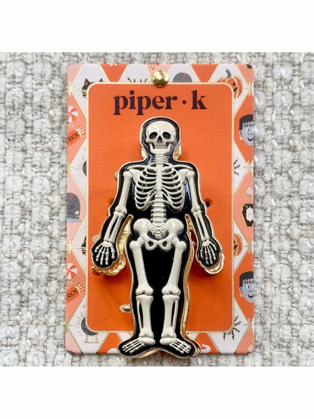 Piper K Skeleton Hair Clip Metal Claw Gold Black White Halloween Y2K Kitsch New